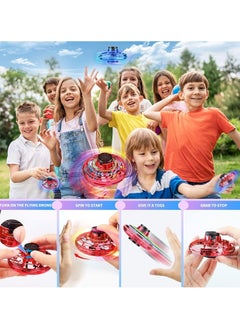 Festive Gallery Flying Spinner Toys, Hand Controlled Mini Drone, RGB Light Fidget Boomerang Spinner, 360 Rotating Fly UFO Spin Drone, Flying Space Toys Gift For Kids Adults Outdoor Indoor (Red)  - Image 2
