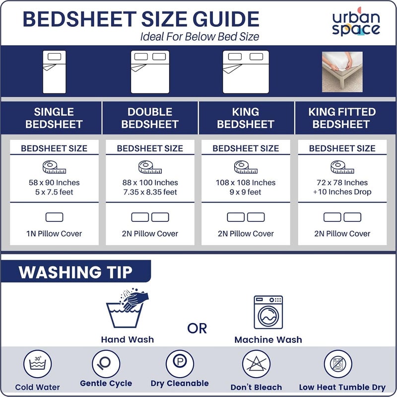Urban Space Divine 100 Cotton Bedsheet for Double Bed with 2 Pillow Covers Double Bedsheet Size 90 x 100 inches Spring Torquoise - Image 5