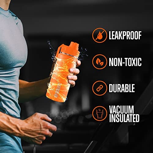 SQUATZ 40 Oz Neptune Series Steel Water Bottle, Stainless Double Wall Vacuum Insulated Flask with Handle Strap, Durable and Elegant Leak Proof Wide Mouth Thermos for Gym, Travel, Hiking, and Camping - Image 5