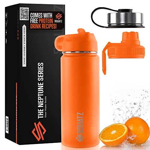 SQUATZ 40 Oz Neptune Series Steel Water Bottle, Stainless Double Wall Vacuum Insulated Flask with Handle Strap, Durable and Elegant Leak Proof Wide Mouth Thermos for Gym, Travel, Hiking, and Camping - Image 1