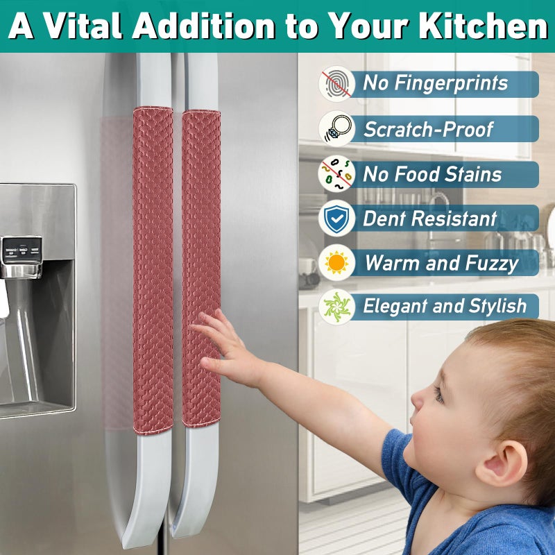 Luludamier Refrigerator Door Handle Covers, Set of 5, Performance Appliance Handle Covers, Non-Slip Fridge Door Handle Covers, Keep Your Kitchen Clean, Microwave Oven Dishwasher door Handle Protectors(Red) - Image 3