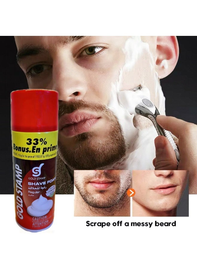 ختم الذهب مكافأة إضافية بنسبة 33٪ GOLD STAMP Regular Shave Foam، ml400 مل | صيغة الانزلاق المريحة للحلاقة السلسة | لطيف للاستخدام اليومي  ، حلاقة للبشرة الحساسة، ملين اللحية، منتجات العناية بالرجال، حجم إضافي، خالية من التهيج - Image 5