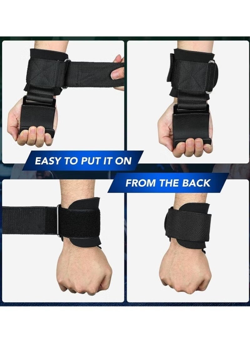 كيلا خطافات رفع الأثقال (زوج) - أحزمة معصم رفع شديدة التحمل، ودعم قبضة اليد لعمليات رفع الأثقال المميتة، والسحب، ورفع الكتف، وخطافات رفع الأثقال، وقفازات رياضية للرجال والنساء - Image 2