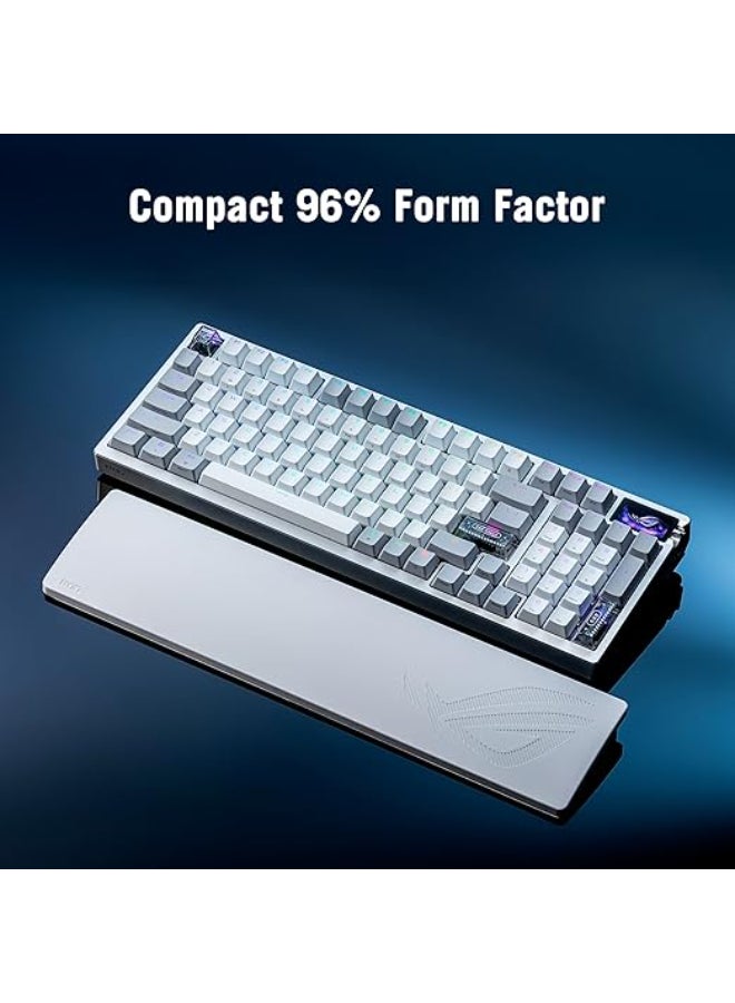ASUS ROG Azoth 96 HE Wireless Hall Effect Gaming Keyboard – 96% Full-Size, Tri-Mode, Hot Swappable Magnetic Switch, Rapid Trigger, Speed Tap, 8K Hz Polling, Color OLED Screen, ABS Keycaps – White - Image 3