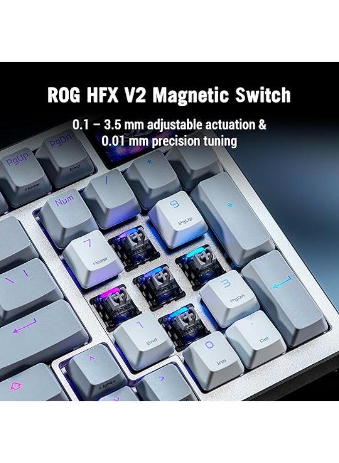 ASUS ROG Azoth 96 HE Wireless Hall Effect Gaming Keyboard – 96% Full-Size, Tri-Mode, Hot Swappable Magnetic Switch, Rapid Trigger, Speed Tap, 8K Hz Polling, Color OLED Screen, ABS Keycaps – White - Image 2
