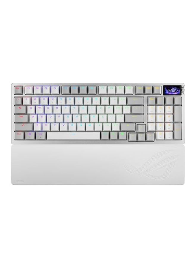 ASUS ROG Azoth 96 HE Wireless Hall Effect Gaming Keyboard – 96% Full-Size, Tri-Mode, Hot Swappable Magnetic Switch, Rapid Trigger, Speed Tap, 8K Hz Polling, Color OLED Screen, ABS Keycaps – White - Image 1