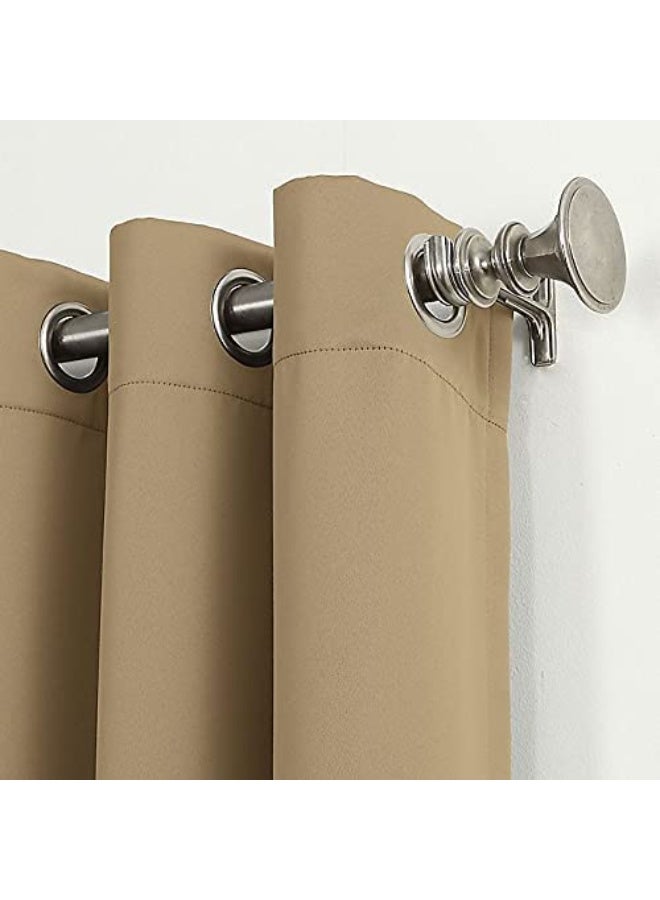 Blackout Curtains with Tiebacks - Thermal Insulated, Light Blocking and Noise Reducing Grommet Curtain Drapes for Bedroom and Living Room, Set of 2 Panels, 135W x 250L CM Cafe - Image 3