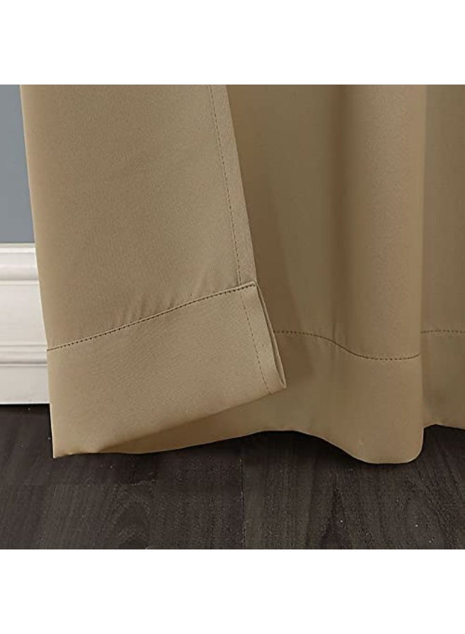 Blackout Curtains with Tiebacks - Thermal Insulated, Light Blocking and Noise Reducing Grommet Curtain Drapes for Bedroom and Living Room, Set of 2 Panels, 135W x 250L CM Cafe - Image 2