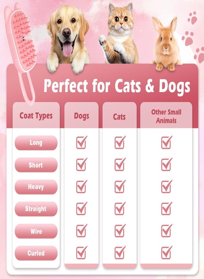 FRESHSOLO Cat Steam Brush for Dog & Cat, Spritz Defur Comb 3 in 1 Pet Rechargeable Steam Brush Tool for Long and Short Haired Cats and Dogs, Anti-Static, Shedding, Detangling, Massage & Combing (pink) - Image 4