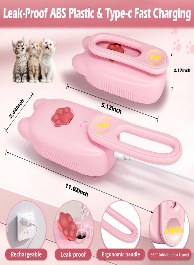 FRESHSOLO Cat Steam Brush for Dog & Cat, Spritz Defur Comb 3 in 1 Pet Rechargeable Steam Brush Tool for Long and Short Haired Cats and Dogs, Anti-Static, Shedding, Detangling, Massage & Combing (pink) - Image 3