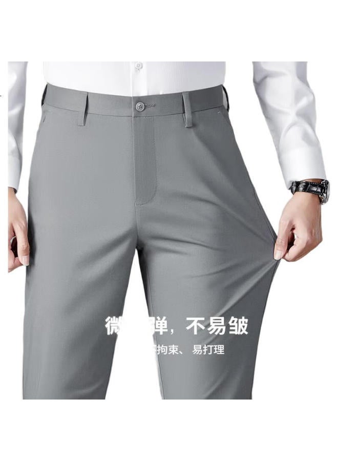 FIRS Men'S Casual Pants Spring Autumn Four Seasons Business Commute Anti-Wrinkle Breathable Men'S Trousers Long Pants With Light Luxury Mulberry Silk - Image 2
