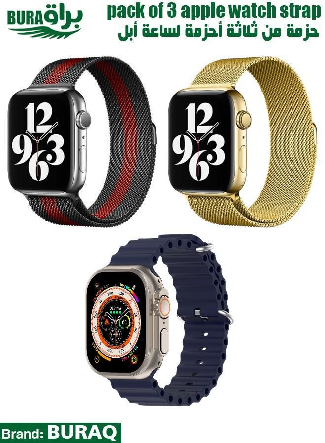 BURAQ Apple Watch Band Strap For Apple Watch Ultra 2/Ultra 49mm, Series 10 46mm, 9/8/7 45mm, SE2/SE/6/5/4 44mm, 3/2/1 42mm
