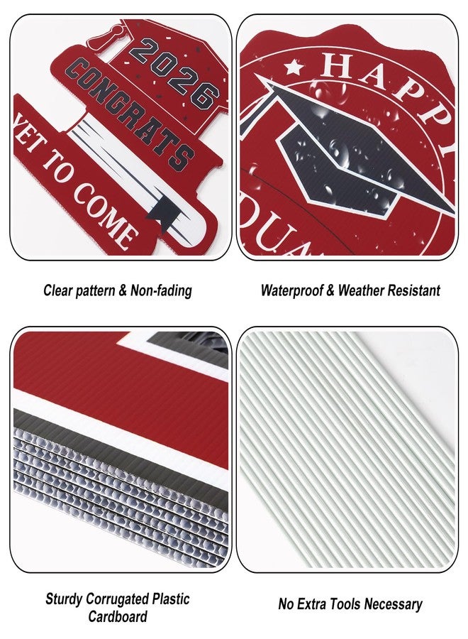 Yunfan Graduation Decorations 2026 12Pcs Graduation Yard Signs Class of 2026 Outdoor Waterproof Congrats Grad Sign with Stakes for kindergarten K-12th College Any Grade Maroon - Image 3