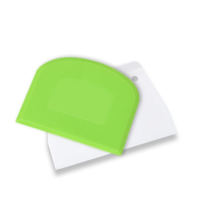 PLASTIC CUTTING BREAD SCRAPER TOOL PASTRY KNIFE DOUGH KNIFE BREAD BOW KNIFE BENCH KNIFE 2 PIECES GREEN AND WHITE