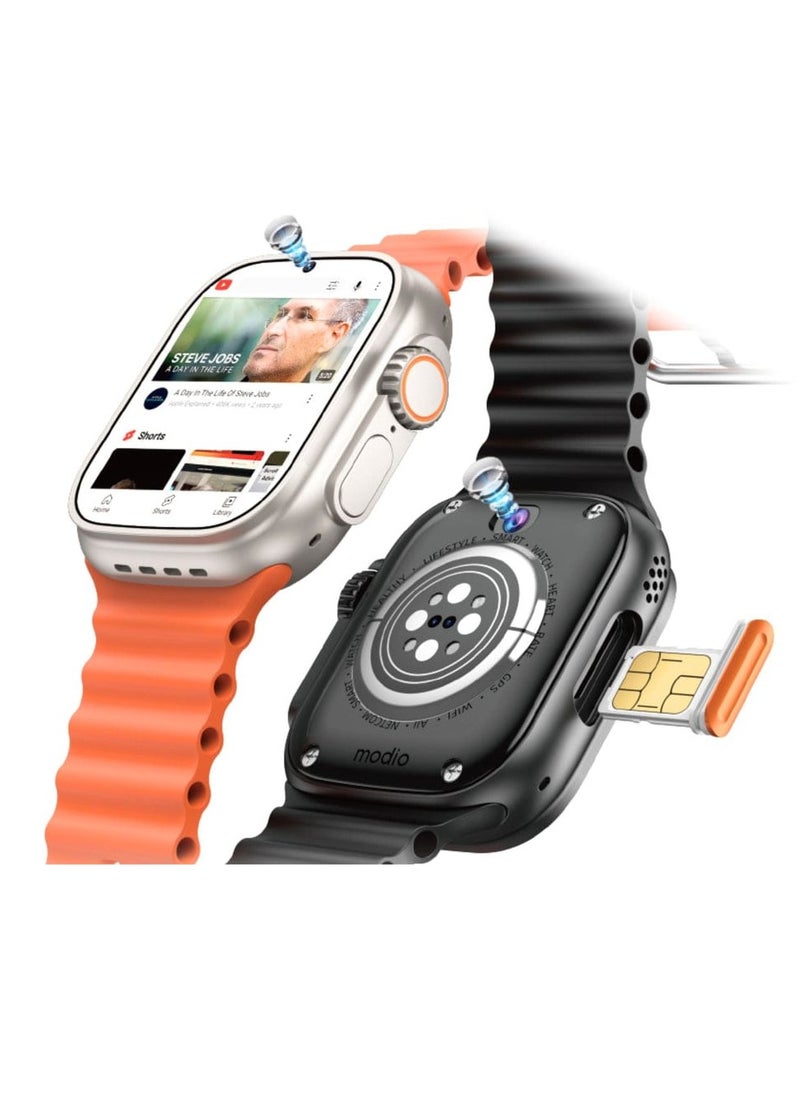 modio - Ultra Smart Watch ST10 Dual Camera 4G Android Smart Watch HD 2.2 inch Display With Sim Full Touch Screen 4Gb Ram 64Gb3 Set Strap and Wireless Charger - Image 1