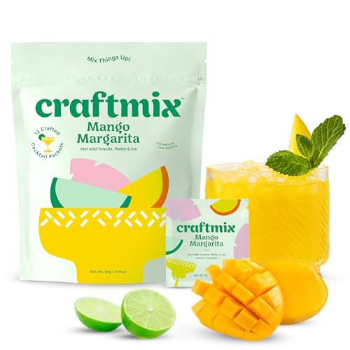 Craftmix Mango Margarita Cocktail Mocktail Drink Mixer Skinny Mixes Water Flavoring Packets Made With Real Fruit Vegan LowCarb LowSugar NonGMO Dairy Free Gluten Free 12 Pack - Image 1