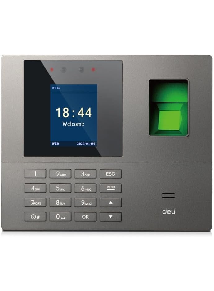 Deli ES161 Biometric Face and Fingerprint Attendance Machine, Employee Time Clock with 2.4" TFT Screen, 500 Fingerprint & 200 Face Capacity, 80K Log Storage, Software-Free Auto Excel Report Export via - Image 1