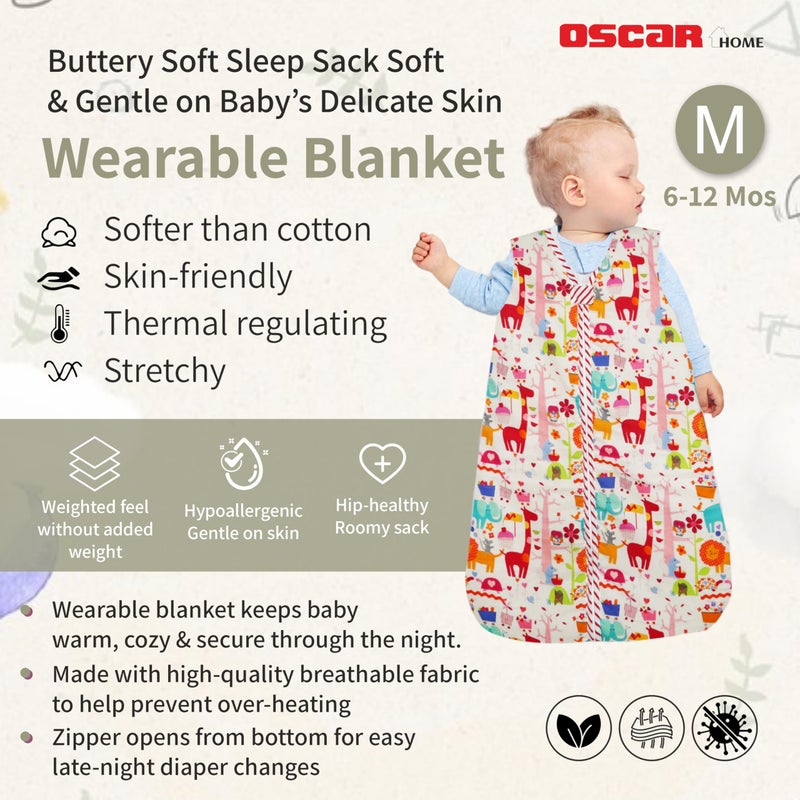 Oscar Home Infant Wearable Blanket, Eco Friendly Cotton Unisex, Girl, Boy Swaddle Transition Sack - Light Weight or Medium Weight, Newborn Essentials Sleep Clothes (Giraffe) - Image 2