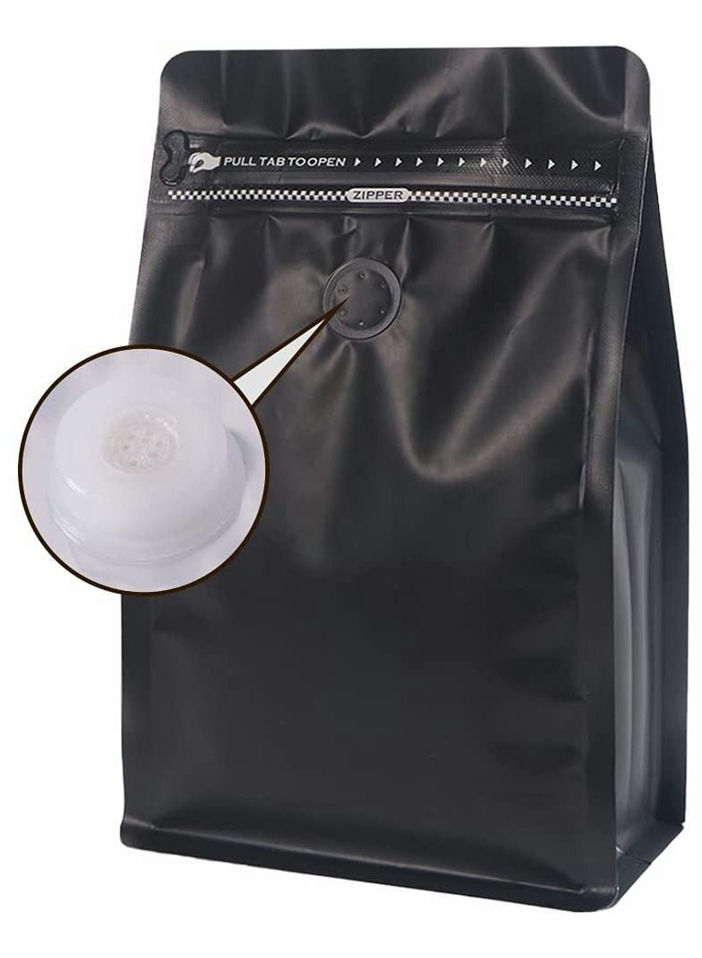 Coffee Storage, Coffee Bags with Valve Black High Barrier Aluminum Foil Flat Bottom Standing Coffee Beans Storage Bags, Reusable Heat Sealable Side Zipper Pouches for Home or Store (20pcs,8 oz,1/2 lb) - Image 1