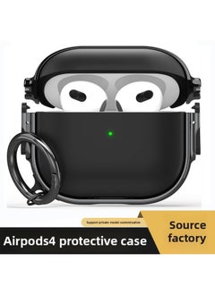 Suitable For Airpods4 Protective Cover For Apple 4 Generation Electroplated Earphone Case Airpods Pro Switch Earphone Case-Color:Black+red-Applicable Models:Airpods 1/2 Generation