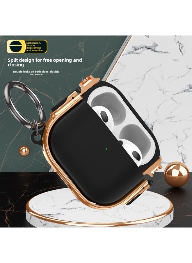 Generic - Suitable For Airpods4 Protective Cover For Apple 4 Generation Electroplated Earphone Case Airpods Pro Switch Earphone Case-Color:Black+red-Applicable Models:Airpods 1/2 Generation - Image 1
