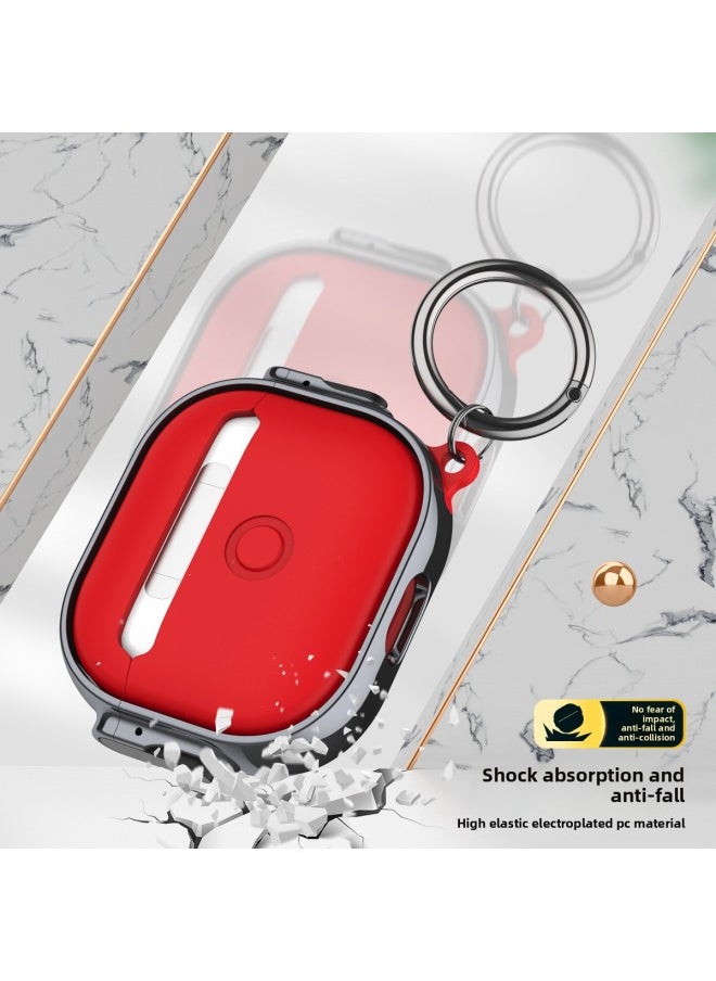 Generic - Suitable For Airpods4 Protective Cover For Apple 4 Generation Electroplated Earphone Case Airpods Pro Switch Earphone Case-Color:Black+red-Applicable Models:Airpods 1/2 Generation - Image 1