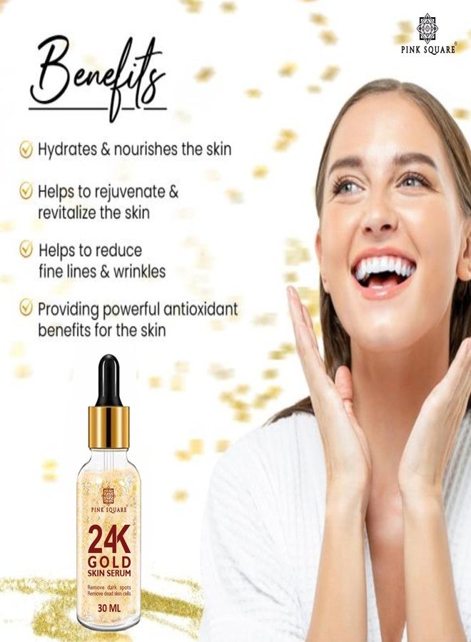 Pink Square 24K Gold Serum for Face Anti-Ageing|Anti-Wrinkle Facial Serum Pack of 1 of 30ML - Image 3