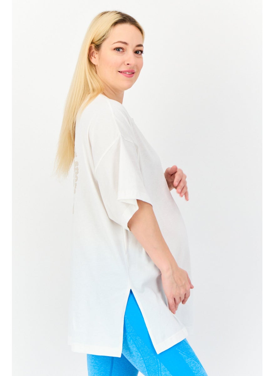 Reebok Maternity Sportswear Fit Short Sleeve Outdoor T-Shirt, White  - Image 3