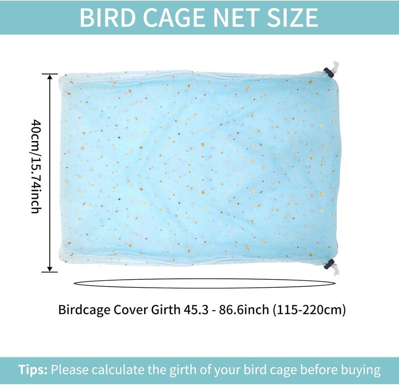 LYMOI Bird Cage Cover, Birdcage Nylon Mesh Net Cover, Bird Cage Seed Catcher, Universal Birdcage Cover, Birdcage Nylon Mesh Net Cover Skirt Guard for Parakeet Macaw African Round Square Cage. (Blue) - Image 2