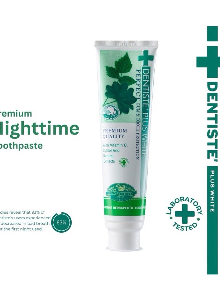 Dentiste Plus White Nighttime Toothpaste Perfect Gum & Teeth Protection with Vitamin C & Xylitol, 100g - Free Toothbrush - Image 2