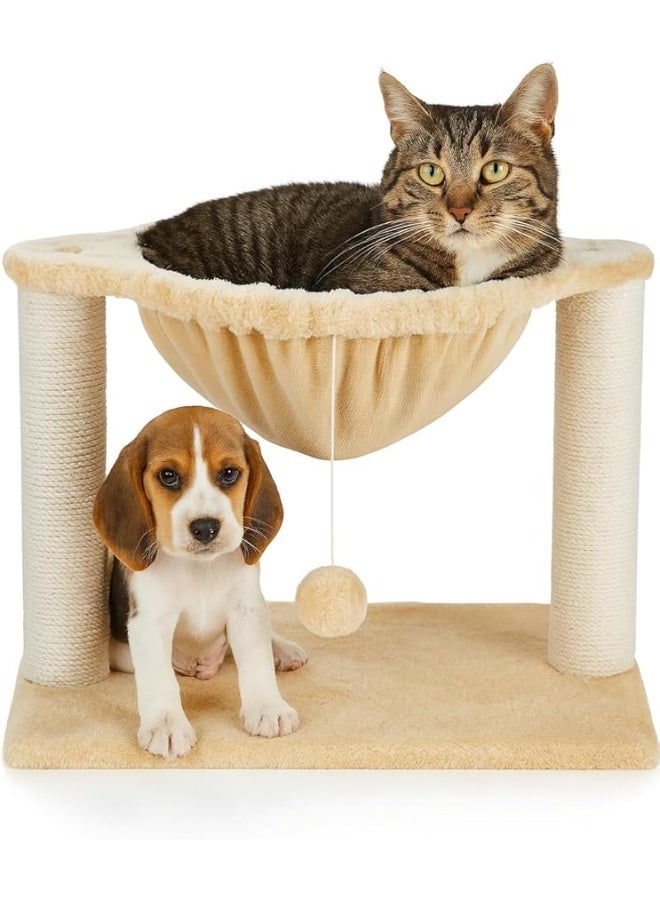 2-in-1 Cat Bed & Scratcher – Handmade Durable & Safe Design, All-Season Use, Easy to Clean, Suitable for All Cat Sizes – Cozy Indoor Lounger & Play Area (Beige & White) - Image 1