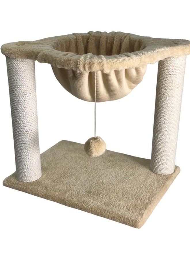 2-in-1 Cat Bed & Scratcher – Handmade Durable & Safe Design, All-Season Use, Easy to Clean, Suitable for All Cat Sizes – Cozy Indoor Lounger & Play Area (Beige & White) - Image 4