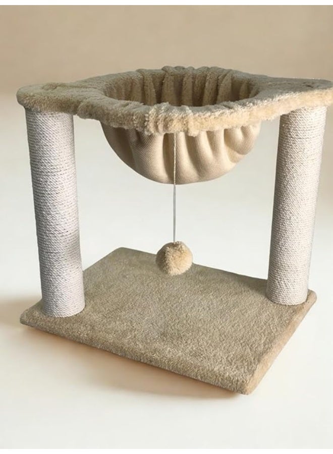 2-in-1 Cat Bed & Scratcher – Handmade Durable & Safe Design, All-Season Use, Easy to Clean, Suitable for All Cat Sizes – Cozy Indoor Lounger & Play Area (Beige & White) - Image 3