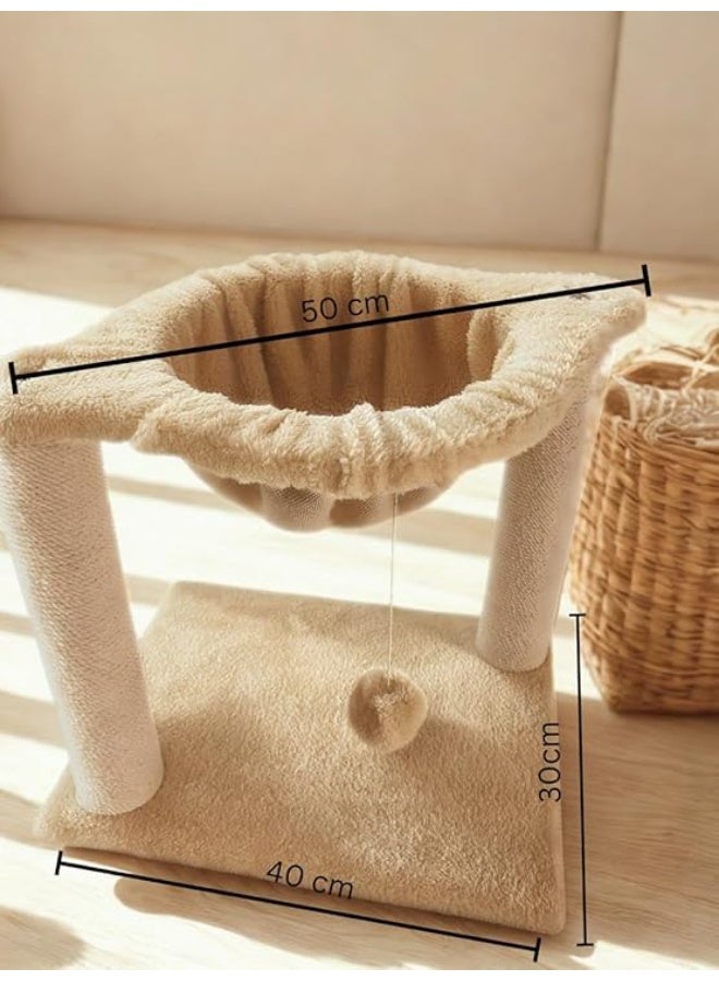 2-in-1 Cat Bed & Scratcher – Handmade Durable & Safe Design, All-Season Use, Easy to Clean, Suitable for All Cat Sizes – Cozy Indoor Lounger & Play Area (Beige & White) - Image 5