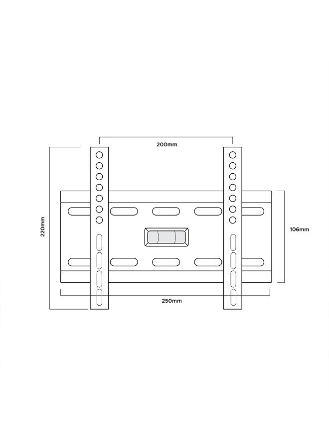 Prime Star PM 22FW Fixed TV Wall Mount Bracket for 15–49 inch LED/LCD/OLED/Curved TVs, Slim Low Profile, Matte Black, Supports Up to 25kg, Max VESA 200x200mm, Bubble Level Included - Image 2