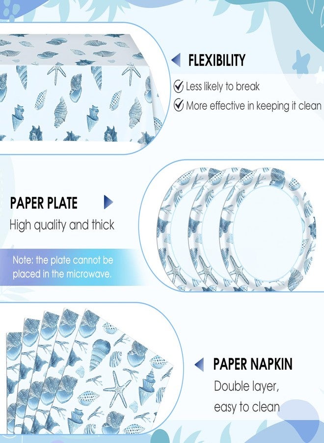 HiToJY 41Pcs Ocean Seashell Beach Party Decorations, Beach Party Decorations Tableware Set Include Seashell Paper Plates, Napkins and Tablecloth, Baby Shower, Summer Birthday Party Decor Supplies | Serves 20 - Image 4