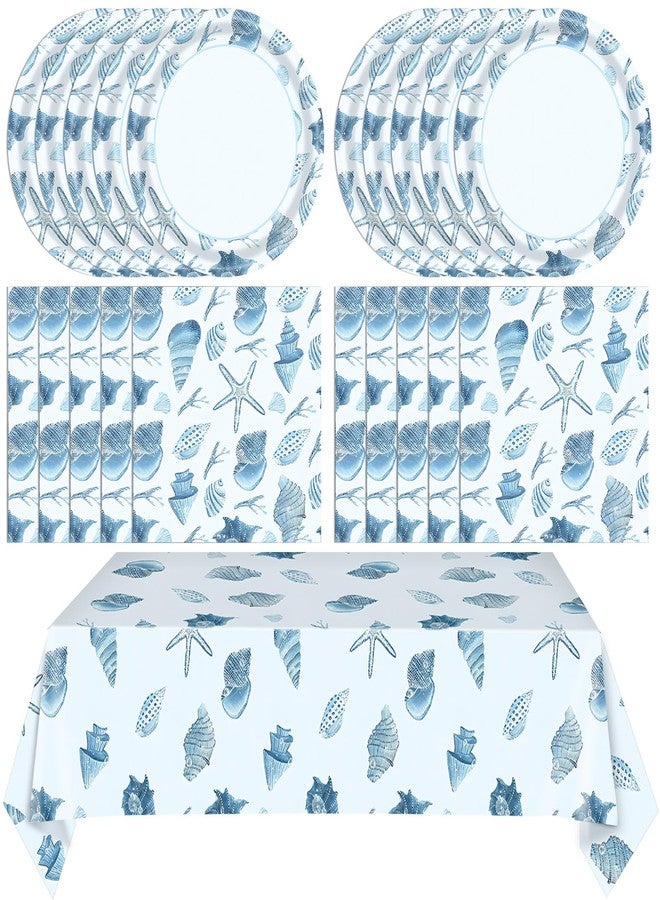 HiToJY 41Pcs Ocean Seashell Beach Party Decorations, Beach Party Decorations Tableware Set Include Seashell Paper Plates, Napkins and Tablecloth, Baby Shower, Summer Birthday Party Decor Supplies | Serves 20 - Image 1