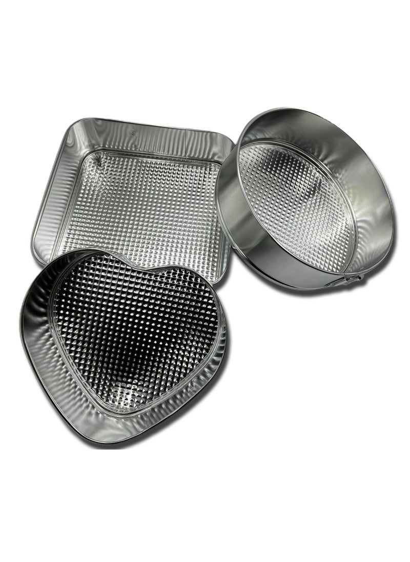 Springform Cake Set Round Heart and Square - Set of 3