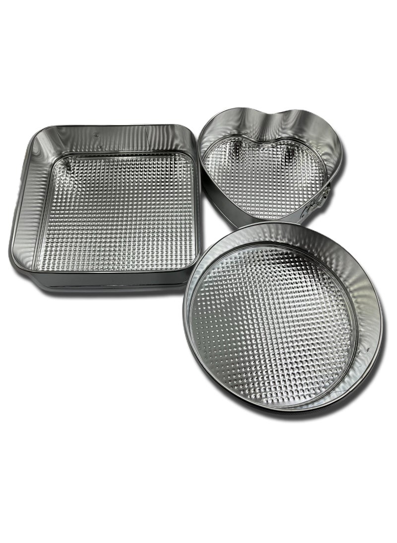 Springform Cake Set Round Heart and Square - Set of 3