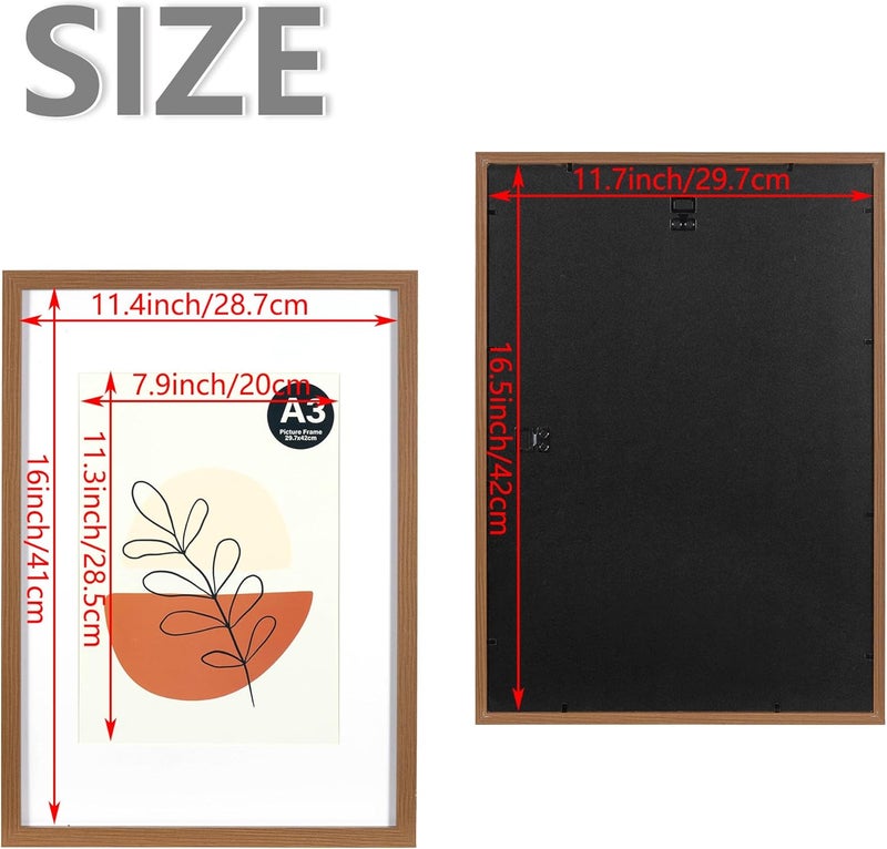 KAIWIN إطار صور KAIWIN بني A3 مجموعة من 3 - 21 × 30 سم (A4) مع حشوة، إطار صور بزجاج أكريليك للتعليق، للصور والملصقات والألغاز | إطار ملصق تطبيقات سوق مختلفة - Image 5