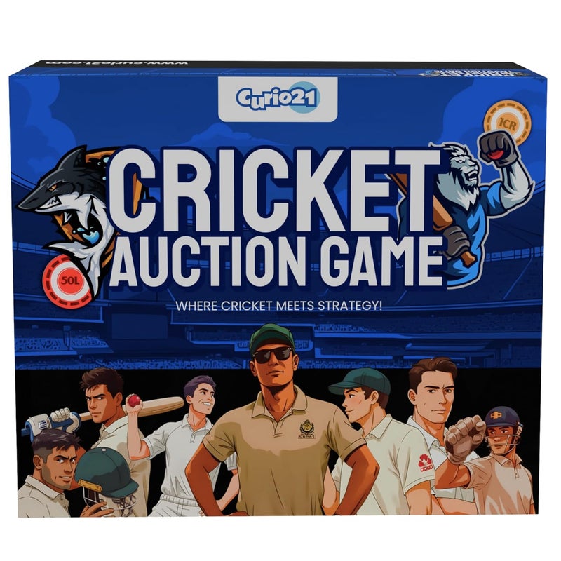 Curio21 Cricket Auction Game – Strategic Card & Bidding Board Game for Cricket Lovers | for Fun with Family & Friends | Sports Themed Party Game | 2–5 Players - Image 1