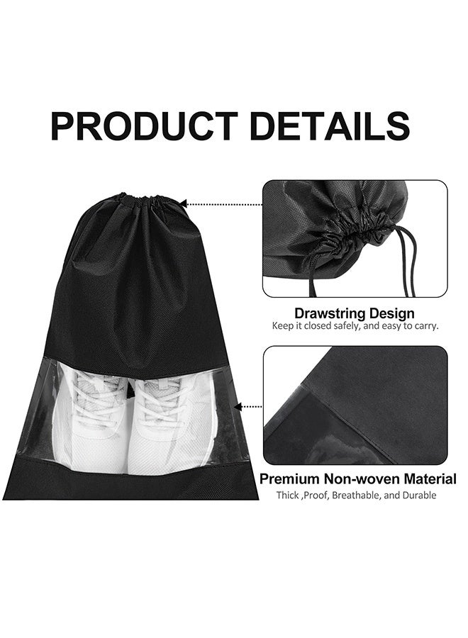 12 Pack Multipurpose Travel Shoe Bags, Large Durable Dustproof Drawstring Shoe Pouch, Lightweight Space Saving Footwear Storage Organizer for Men & Women, Portable Packing Bag for Business Trip Gym Home Daily Use, Black - Image 4