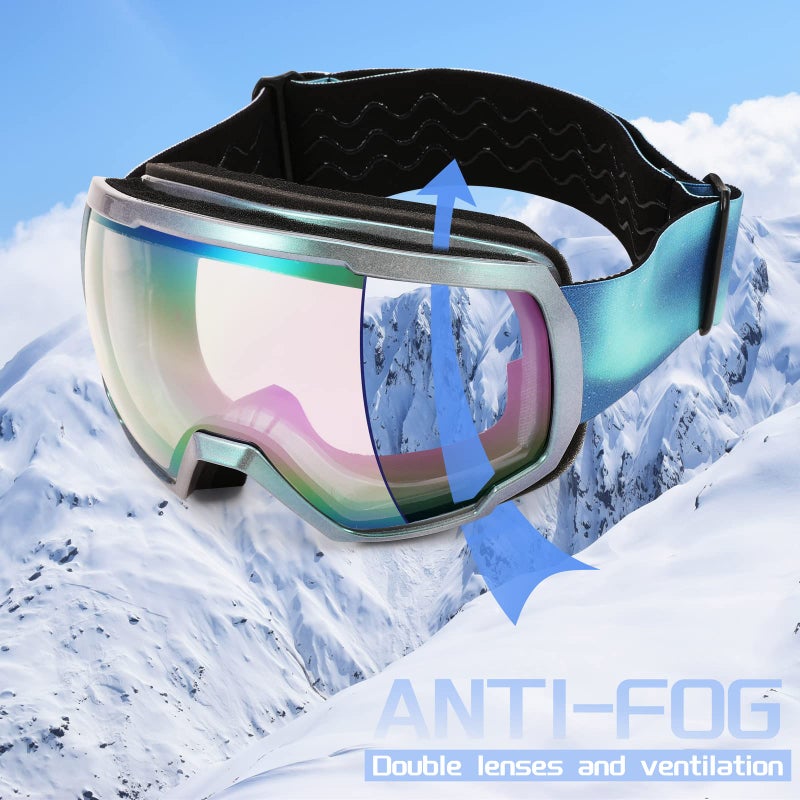 FEISEDY Goggles OTG - Over Glasses Motorcycle/Ski/Snowmobile Goggles for Men Women & Youth - 100% UV Protection B2960 - Image 4