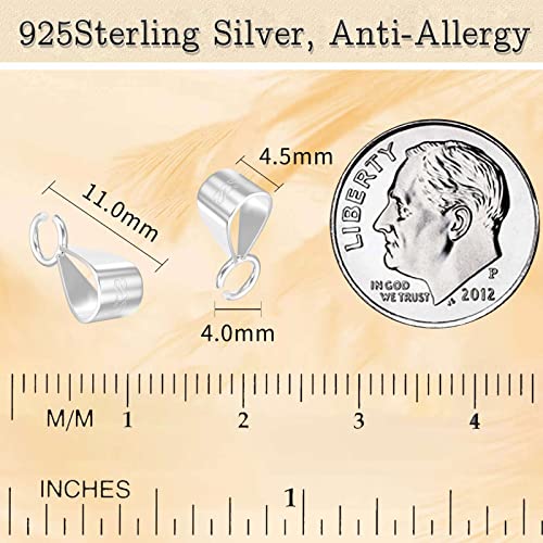 Qulltk 6Pcs 925 Sterling Silver Slider Pendant Clasp Bail Connector with Open Loop,S925 Bails for Jewelry Making Made in Italy - Image 2