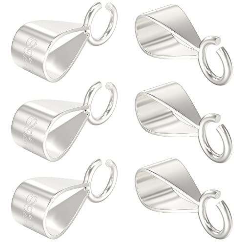 Qulltk 6Pcs 925 Sterling Silver Slider Pendant Clasp Bail Connector with Open Loop,S925 Bails for Jewelry Making Made in Italy - Image 1