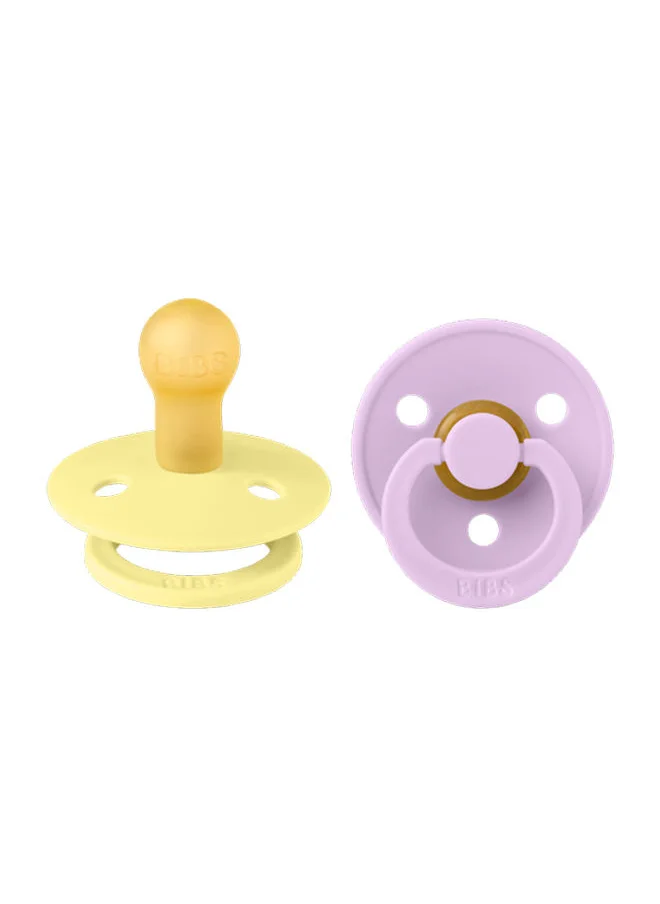 بيبس Pack of 2 Colour Pacifiers Bpa Free Cherry Shape Nipple Natural Rubber Latex Size 1 (0 - 6 Months ) Sunshine/Violet Sky