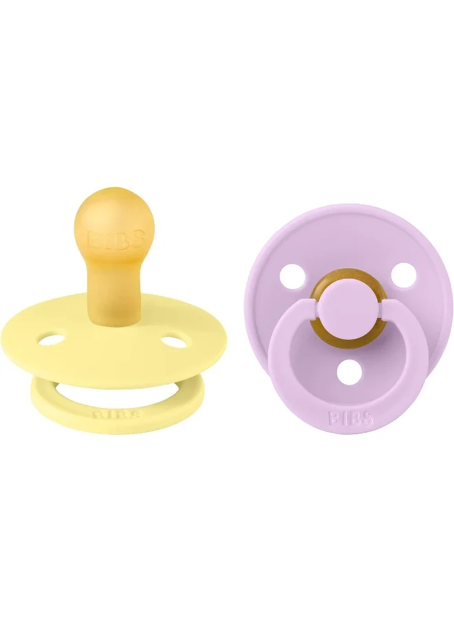 بيبس Pack of 2 Colour Pacifiers Bpa Free Cherry Shape Nipple Natural Rubber Latex Size 1 (0 - 6 Months ) Sunshine/Violet Sky