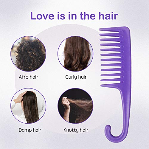 Wapodeai Wide Tooth Comb Detangling Hair Brush, Premium Care Handgrip Comb, Apply to For Curly, Wet, Dry, Thick Hair Etc. (Purple) - Image 4