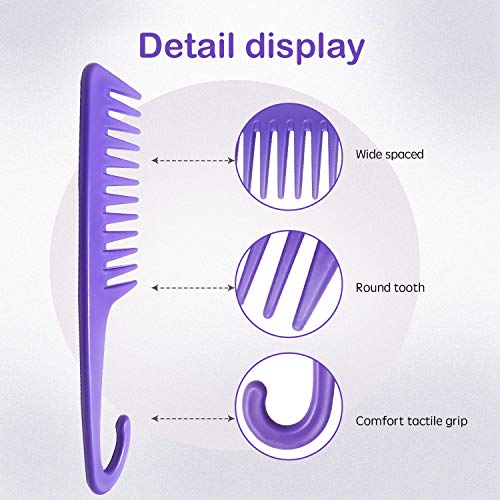 Wapodeai Wide Tooth Comb Detangling Hair Brush, Premium Care Handgrip Comb, Apply to For Curly, Wet, Dry, Thick Hair Etc. (Purple) - Image 3