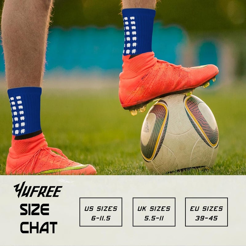 Yufree Men's Soccer Socks Anti Slip Non Slip Grip Pads for Football Basketball Sports Grip Socks, 4 Pair - Image 5